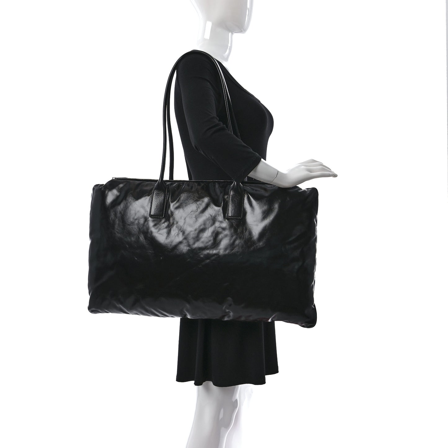 Patent Large Pillow Tote Black