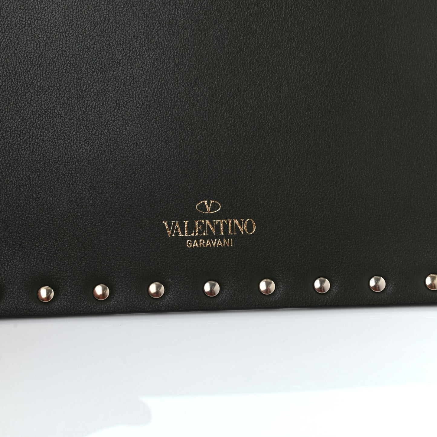 Vitello Rockstud Envelope Wristlet Clutch Olive Green