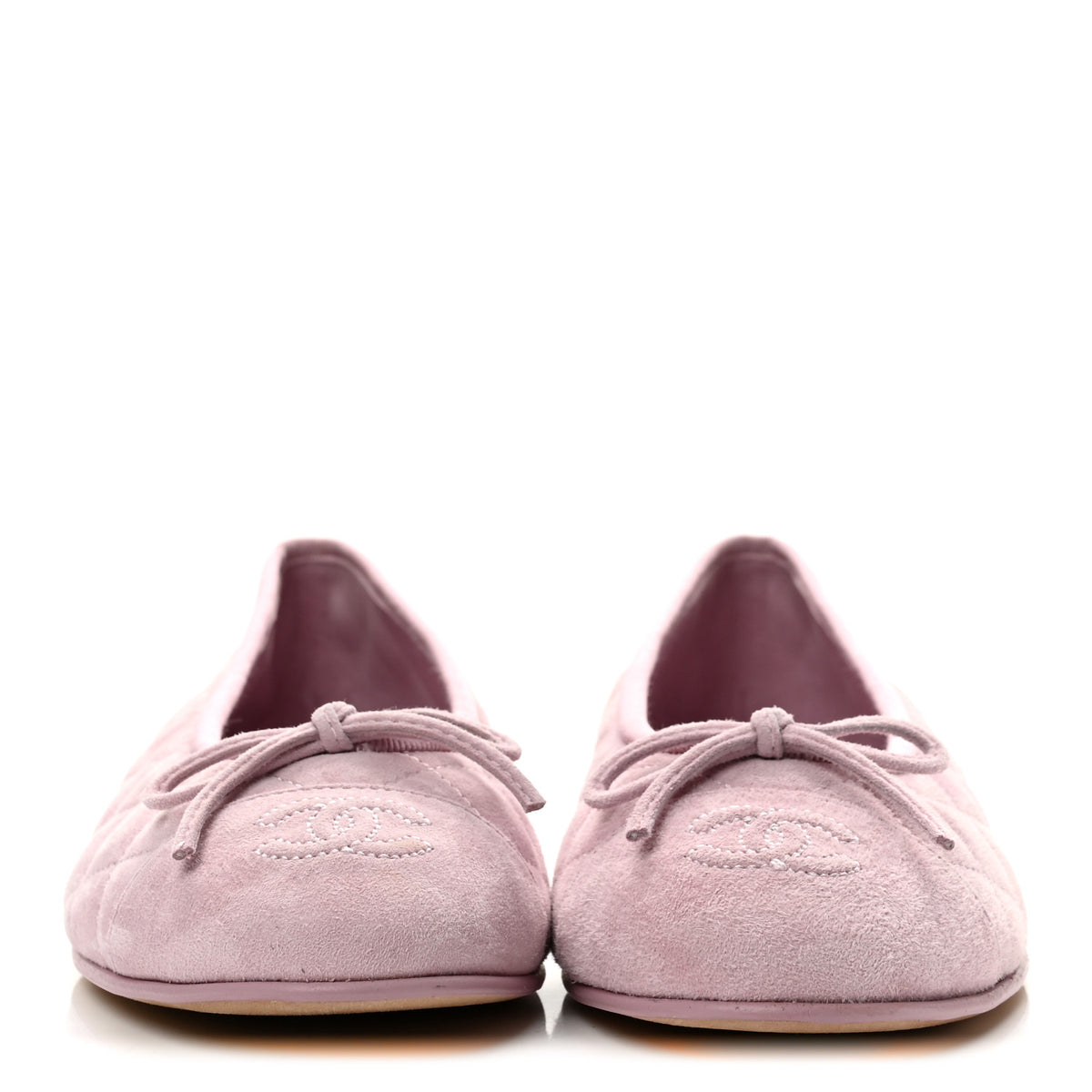 Suede Quilted Cap Toe CC Ballerina Flats 37.5 Light Pink