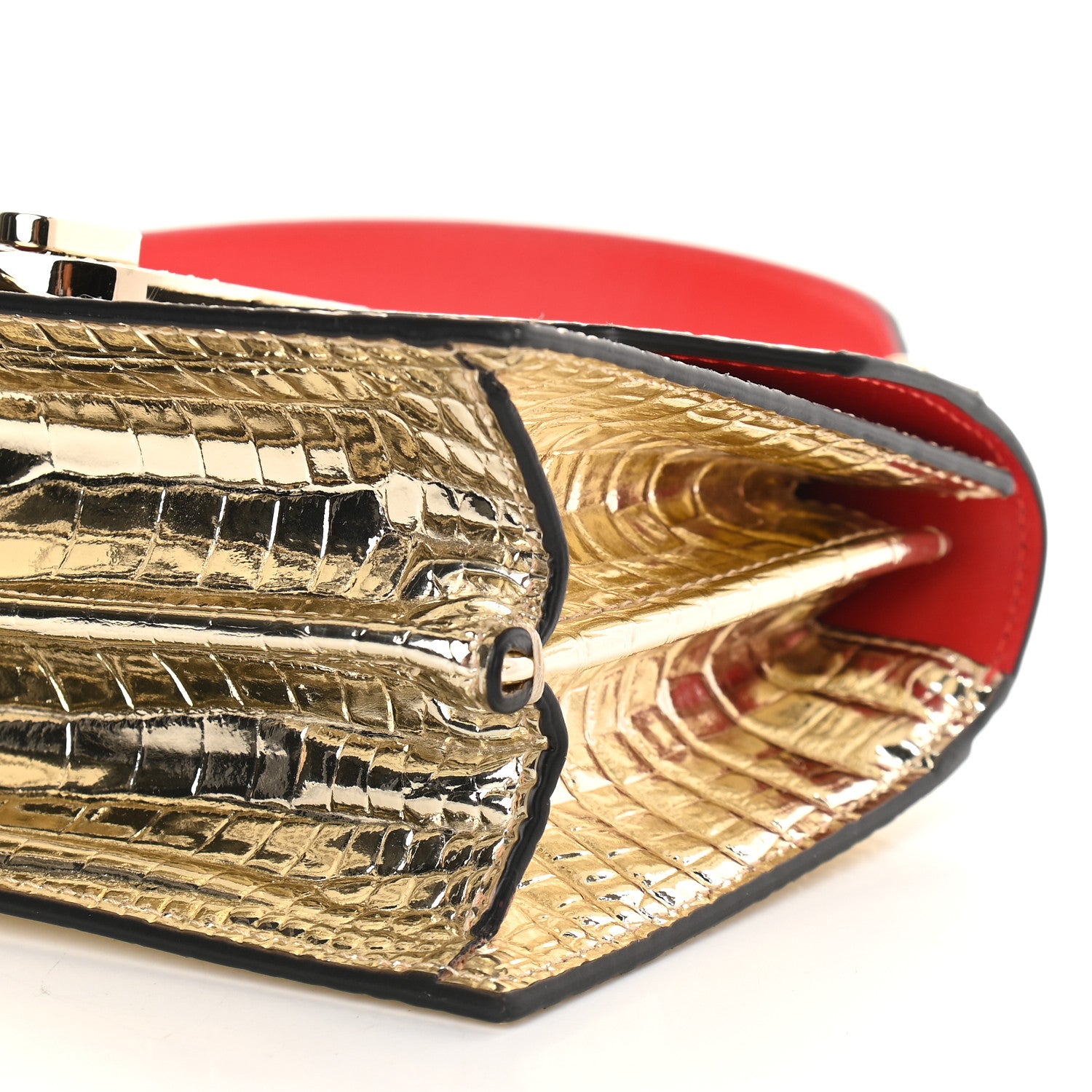 Christian Louboutin Metallic Calfskin Crocodile Embossed Mini Elisa Shoulder Bag Platine Gold 8 of 8