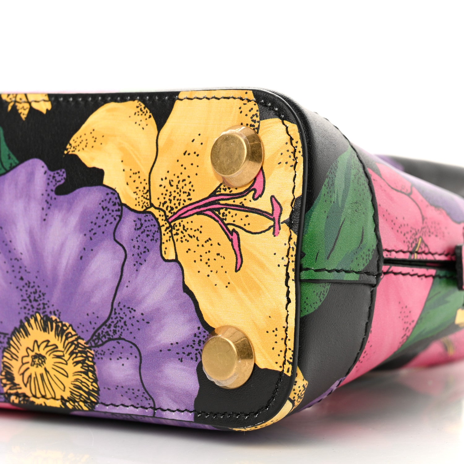Balenciaga Smooth Calfskin Lush Floral Print XXS Ville Top Handle Bag Black Multicolor 10 of 12