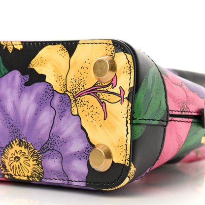 Balenciaga Smooth Calfskin Lush Floral Print XXS Ville Top Handle Bag Black Multicolor 10 of 12