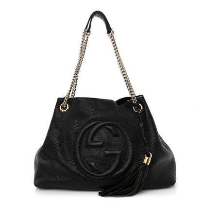 Gucci Pebbled Calfskin Medium Soho Chain Shoulder Bag Black 1 of 14