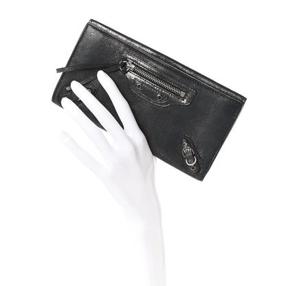 Balenciaga Metallic Calfskin Milkyway Platre Continental Wallet Black 2 of 6