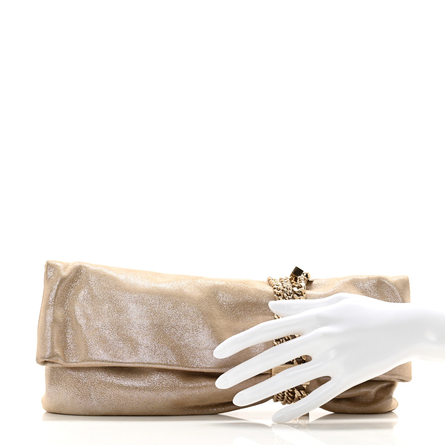 Jimmy Choo Shimmer Suede Chandra Clutch Sand 2 of 10