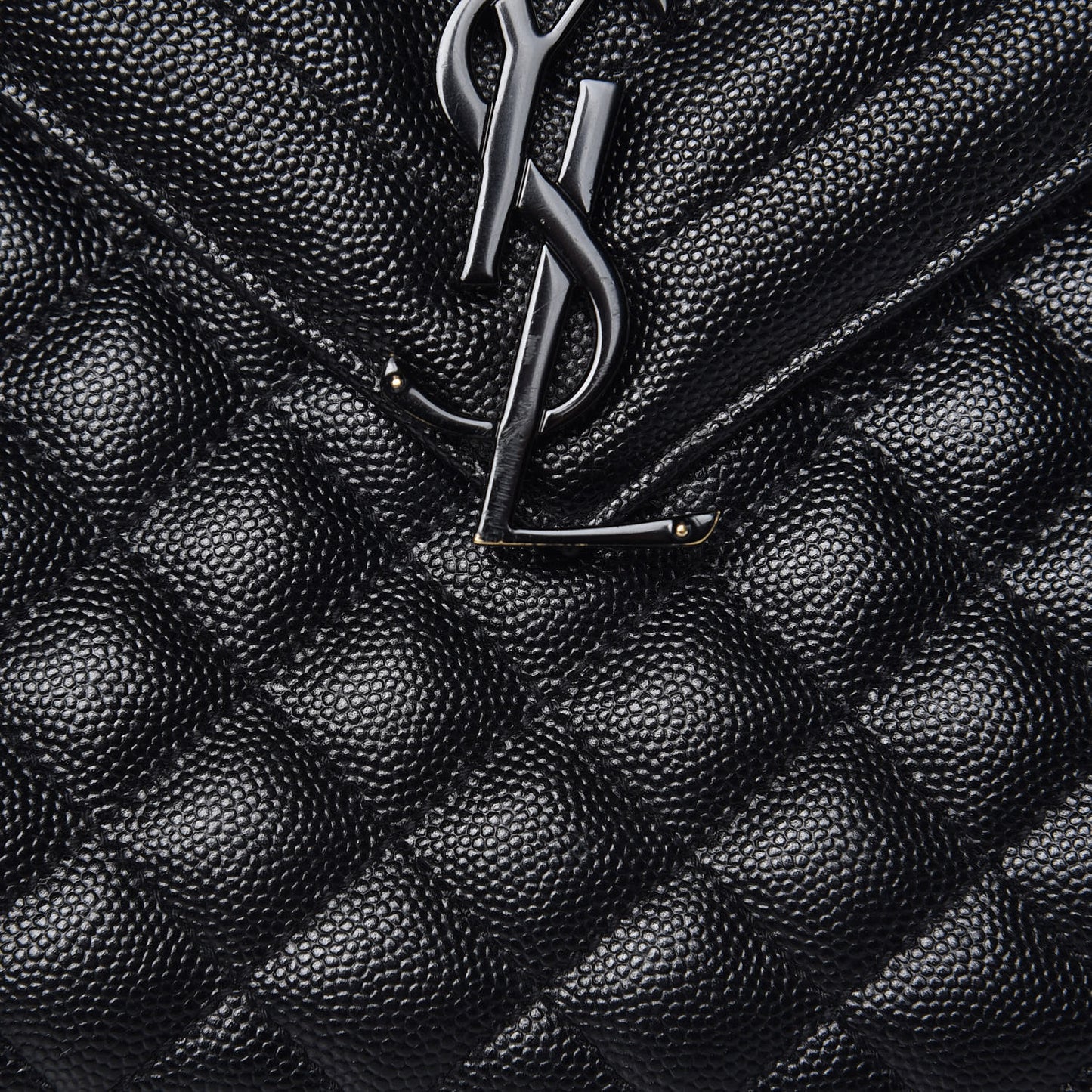 Grain De Poudre Textured Mixed Matelasse Large Triquilt Monogram Monochrome Satchel Black