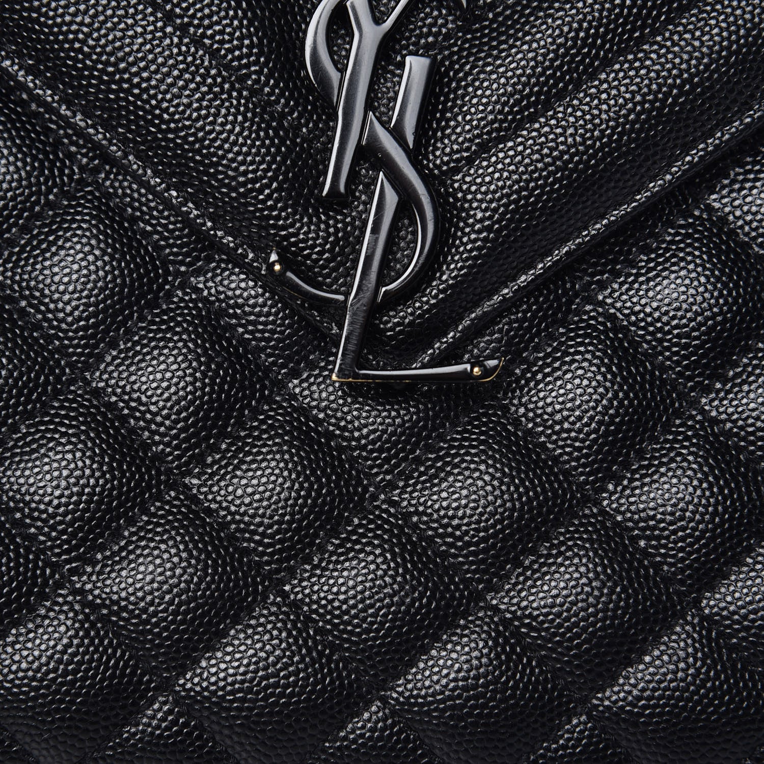 Saint Laurent Grain De Poudre Textured Mixed Matelasse Large Triquilt Monogram Monochrome Satchel Black 8 of 14