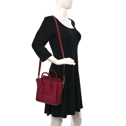 Celine Drummed Calfskin Nano Luggage Plum 2 of 9