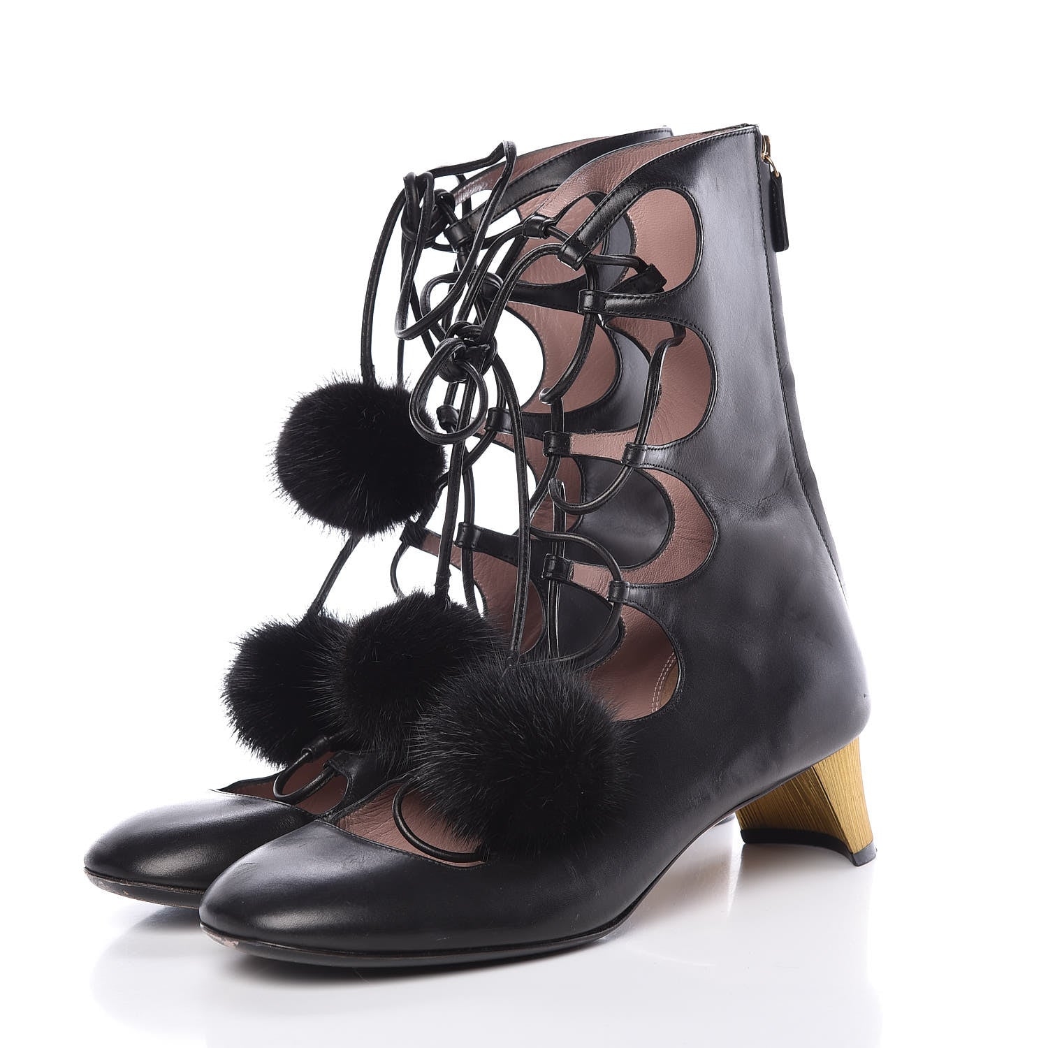 Gucci Calfskin Heloise Lace Up Ankle Boots 38 Black 3 of 13