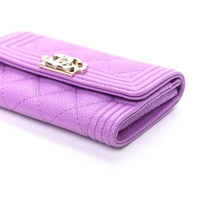 Chanel Caviar Quilted Boy Flap Card Holder Purple 9 of 10