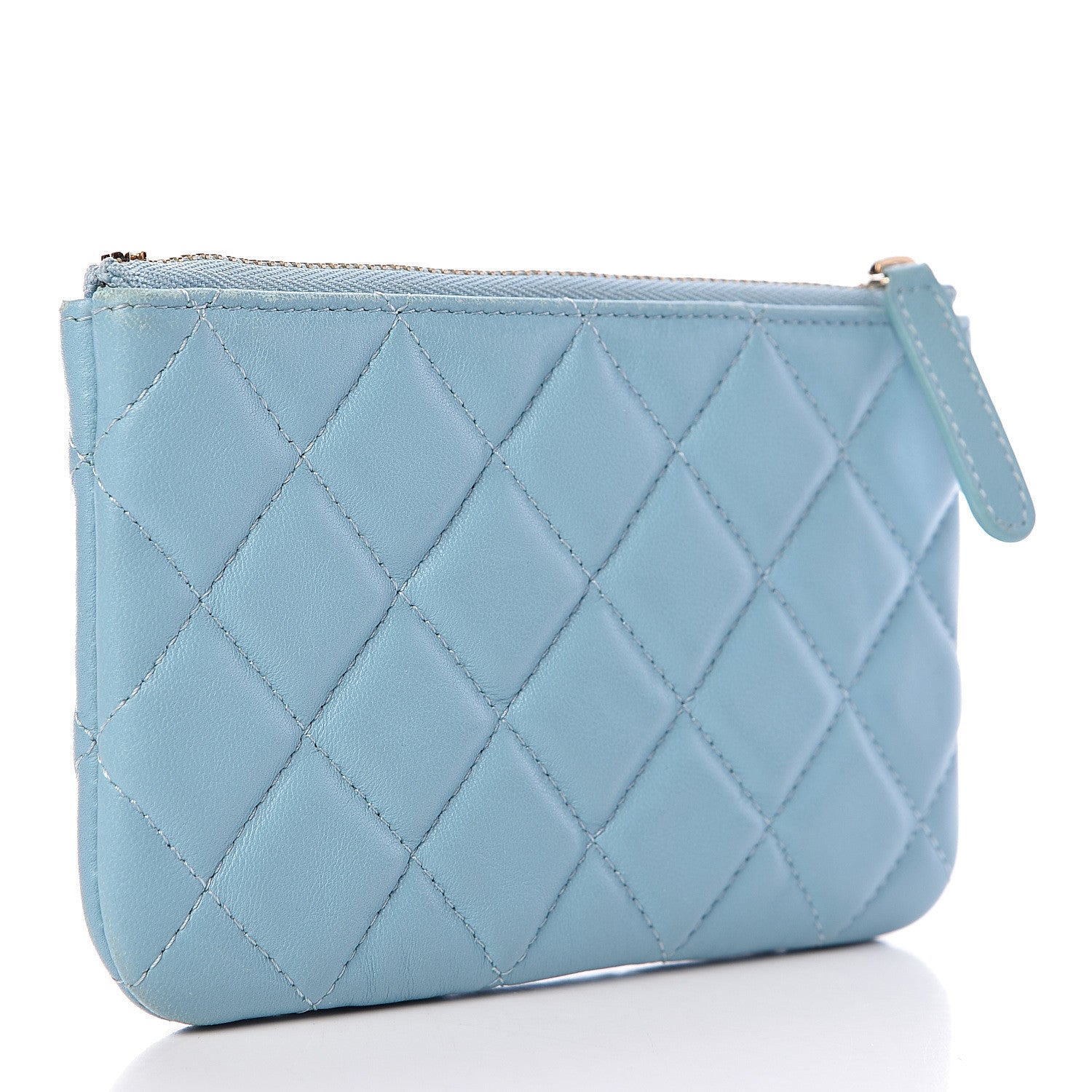 Chanel Lambskin Quilted Small Cosmetic Case Turquoise 3 of 12