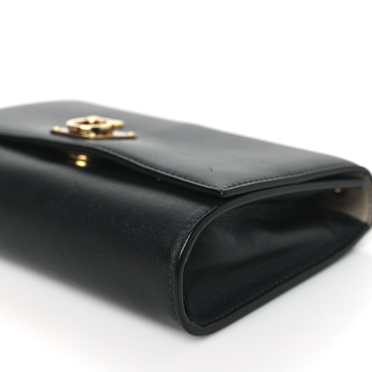 Calfskin Gancini Chain Flap Bag Black