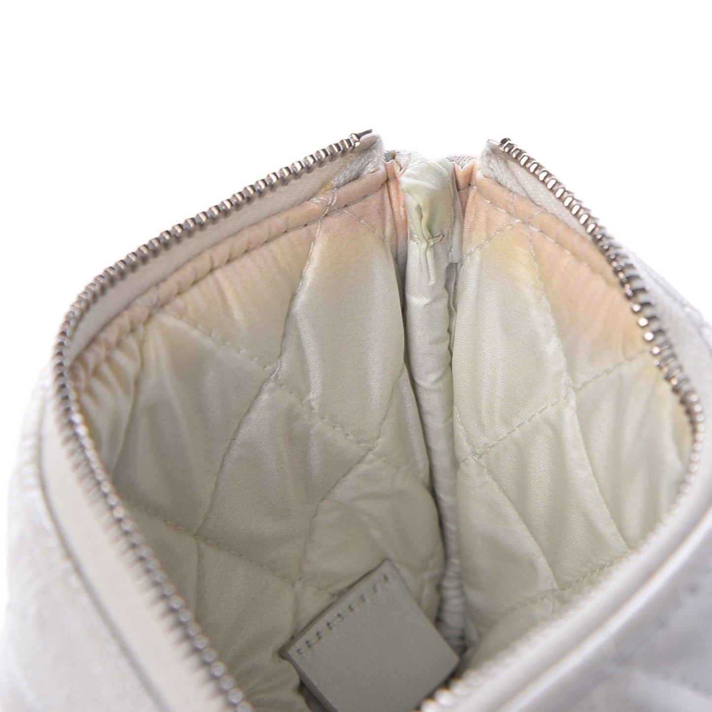 Metallic Lambskin Star Embossed Coin Purse Case Silver