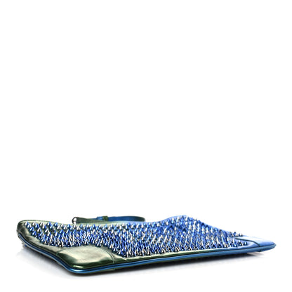 Christian Louboutin Patent Scarabe Loubiposh Spikes Chain Clutch Ocean Amazon 4 of 11
