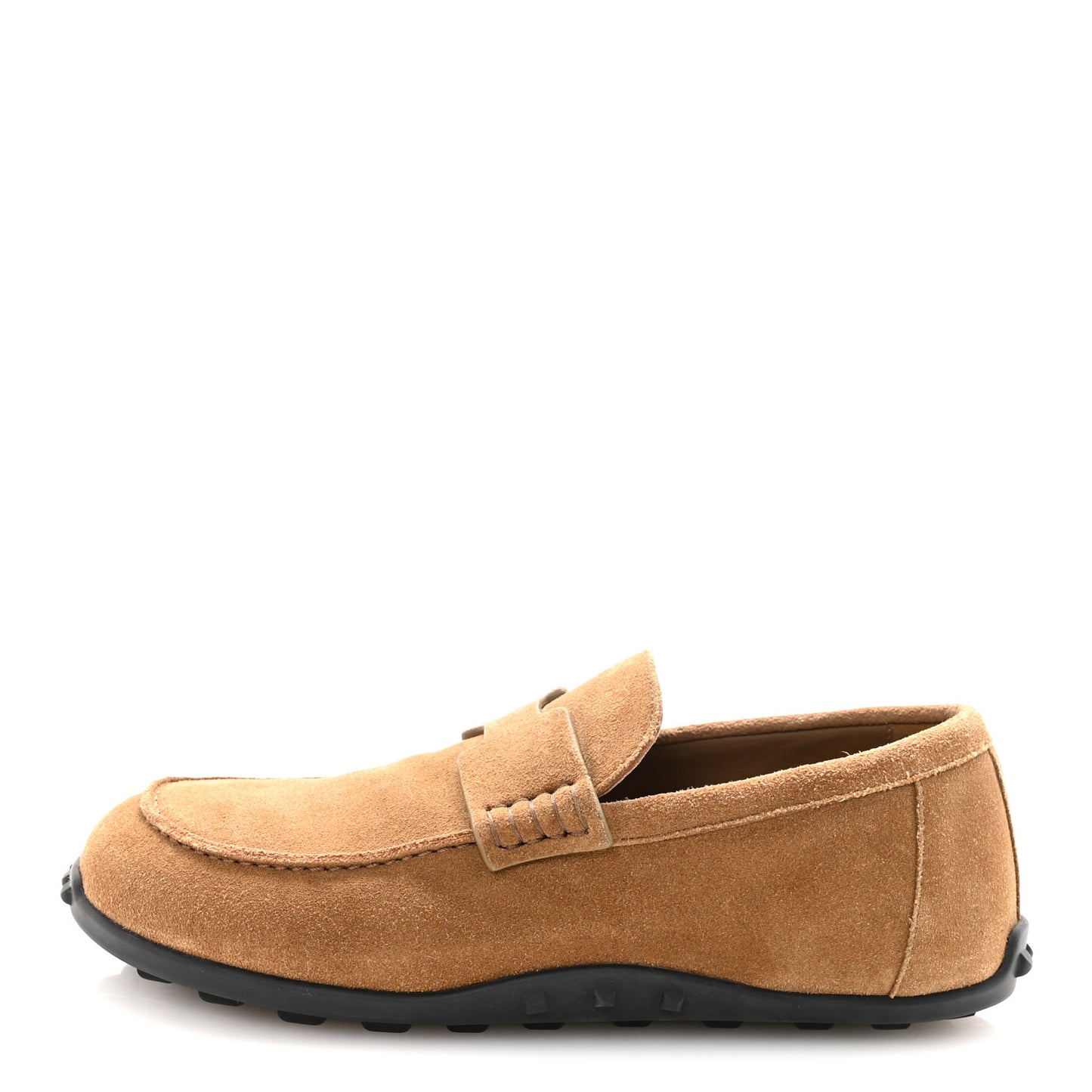 Suede Calfskin Womens Lazy Loafers 37.5 Brune Fume