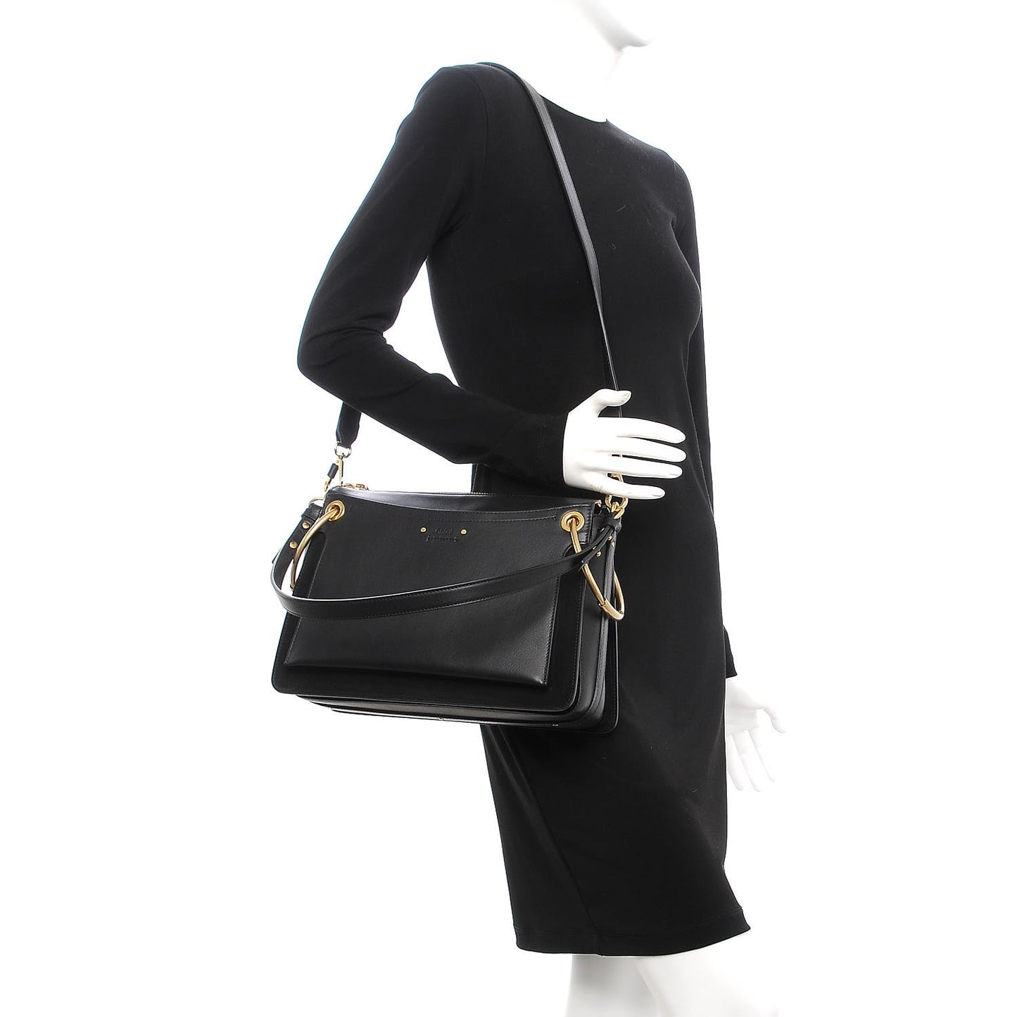 Calfskin Suede Medium Roy Bag Black