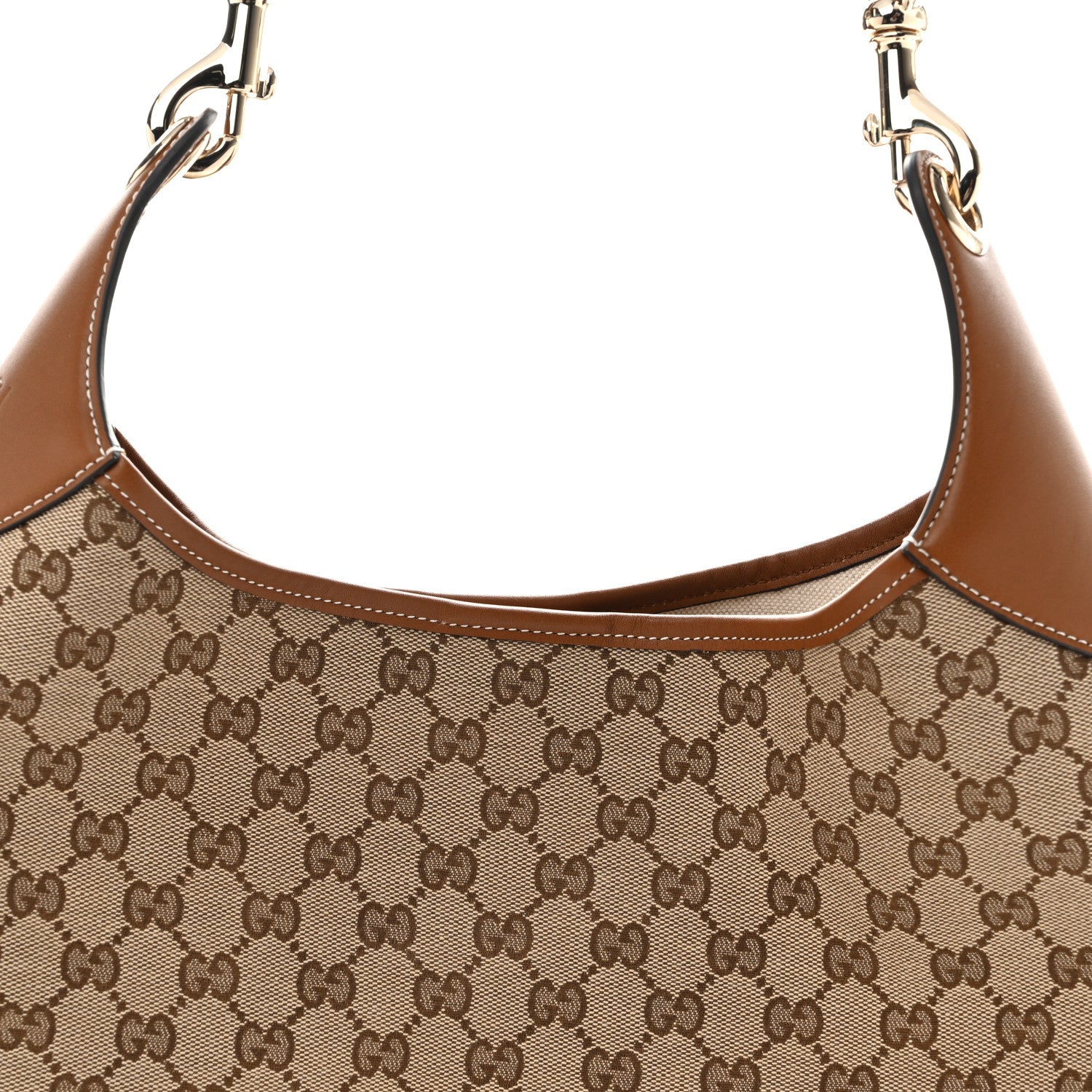 Gucci GG Supreme B Large Shoulder Bag Beige Dark Brown 9 of 13