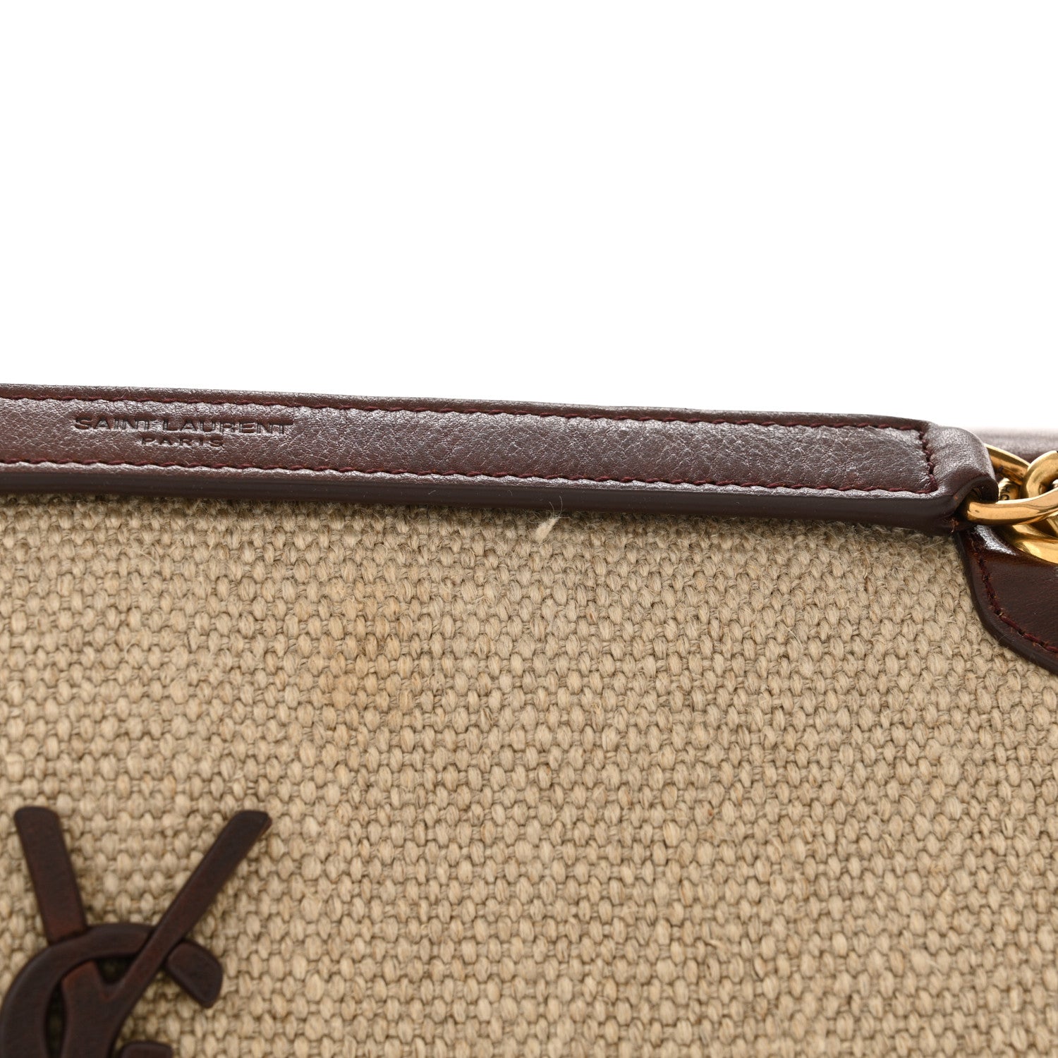 Saint Laurent Cotton Canvas Vintage Calfskin Monogram Medium Niki Chain Satchel Natural Chocolate 10 of 10