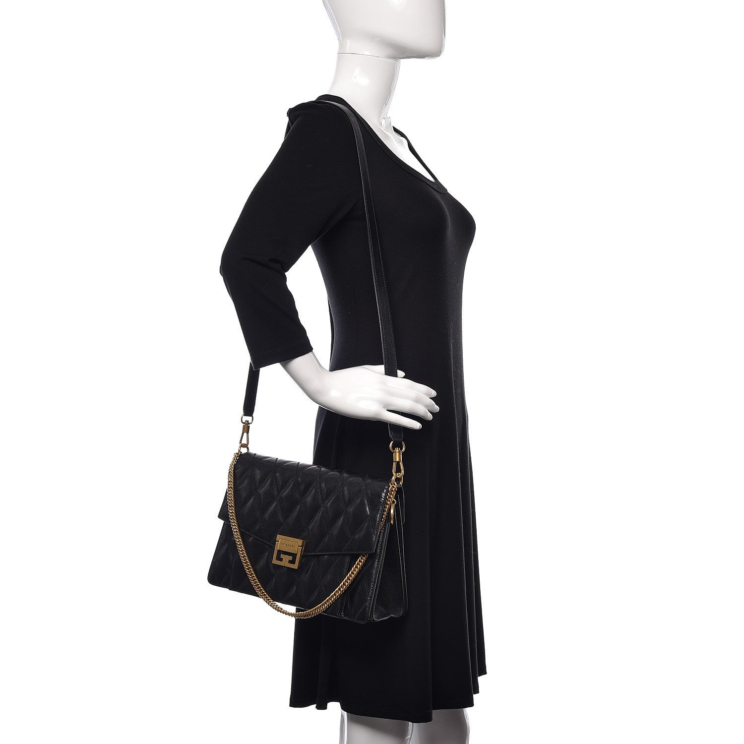 Givenchy Goatskin Quilted Medium GV3 Shoulder Bag Black 2 of 9
