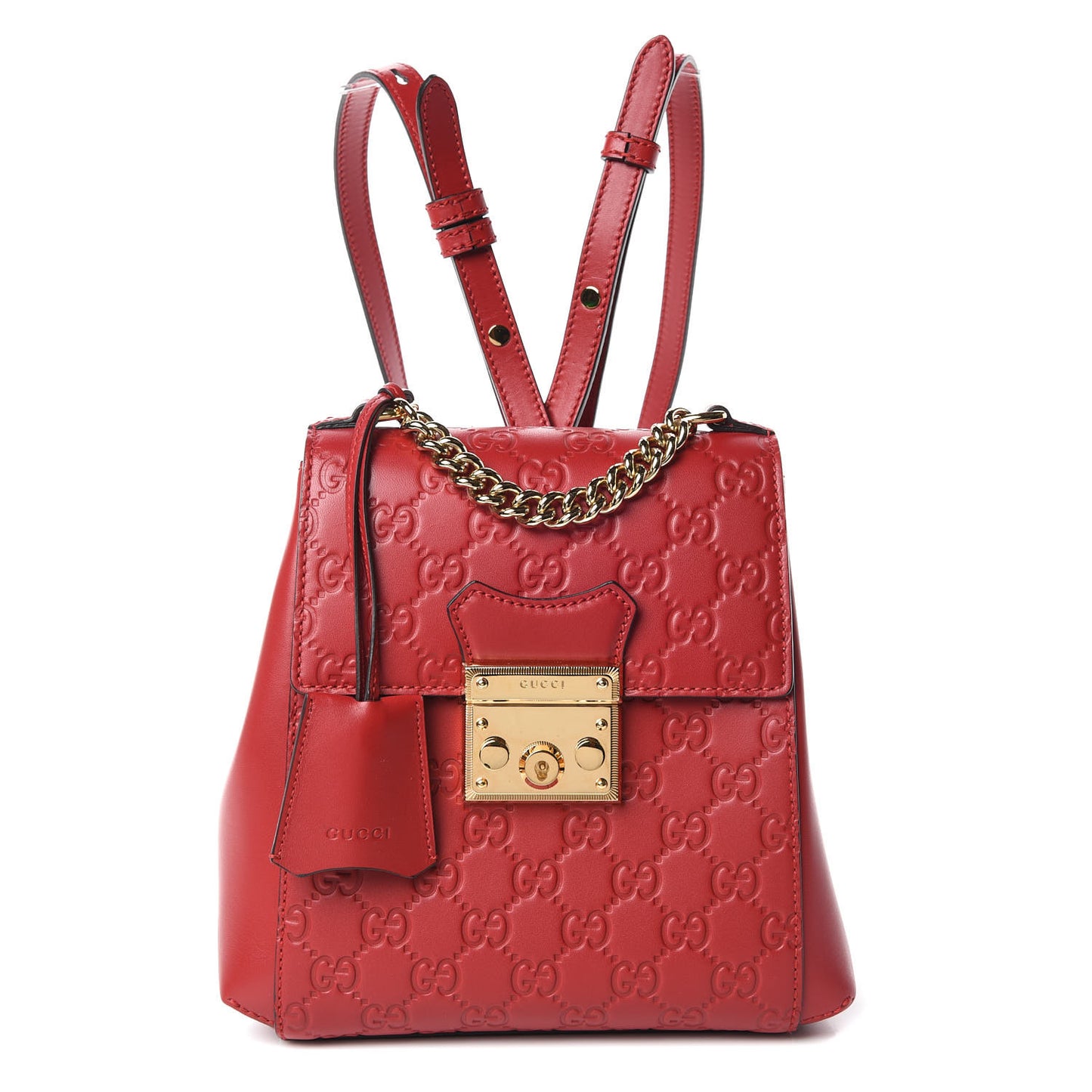 Guccissima Signature Padlock Backpack Hibiscus Red