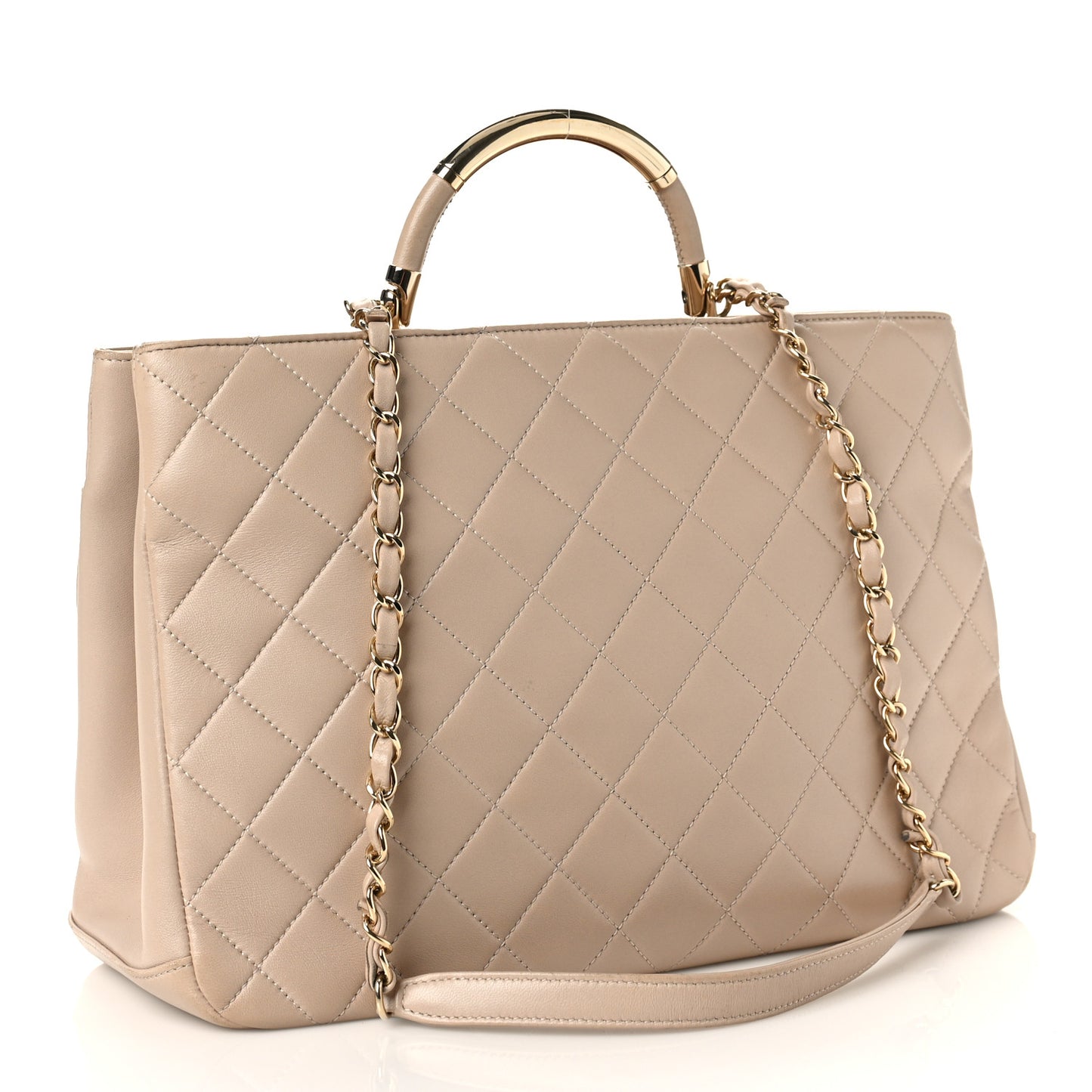 Lambskin Large Carry Chic Shopping Tote Beige