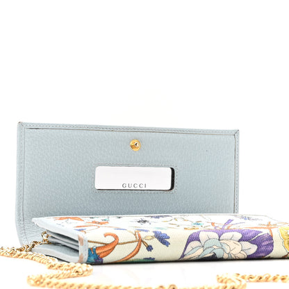 Gucci Canvas Flora Wallet On Chain Light Blue 12 of 13