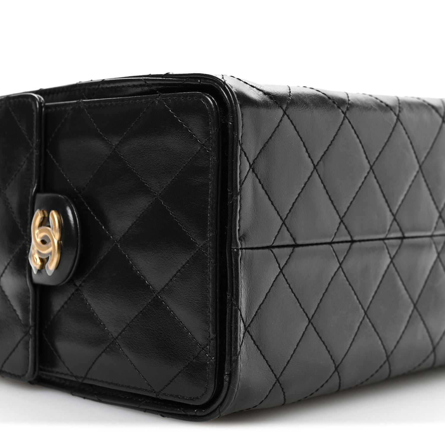 Chanel Shiny Crumpled Calfskin Quilted Small Chanel 25 Handbag Black 9 of 11