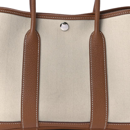 Hermes Grand Chevron Weave Negonda Garden Party 30 TPM Tote Craie Gold 8 of 11