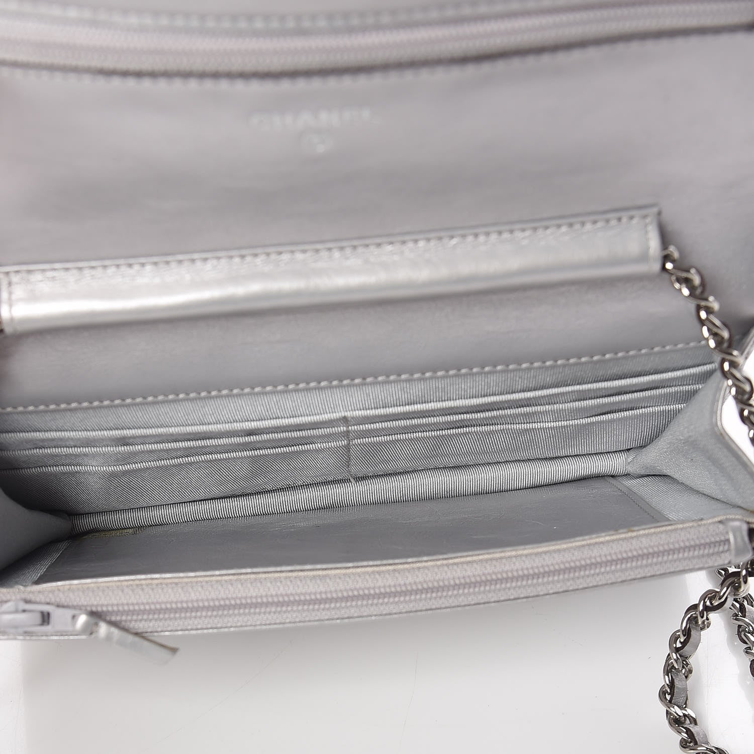 Chanel Metallic Aged Calfskin Reissue Wallet On Chain WOC Silver 7 of 10