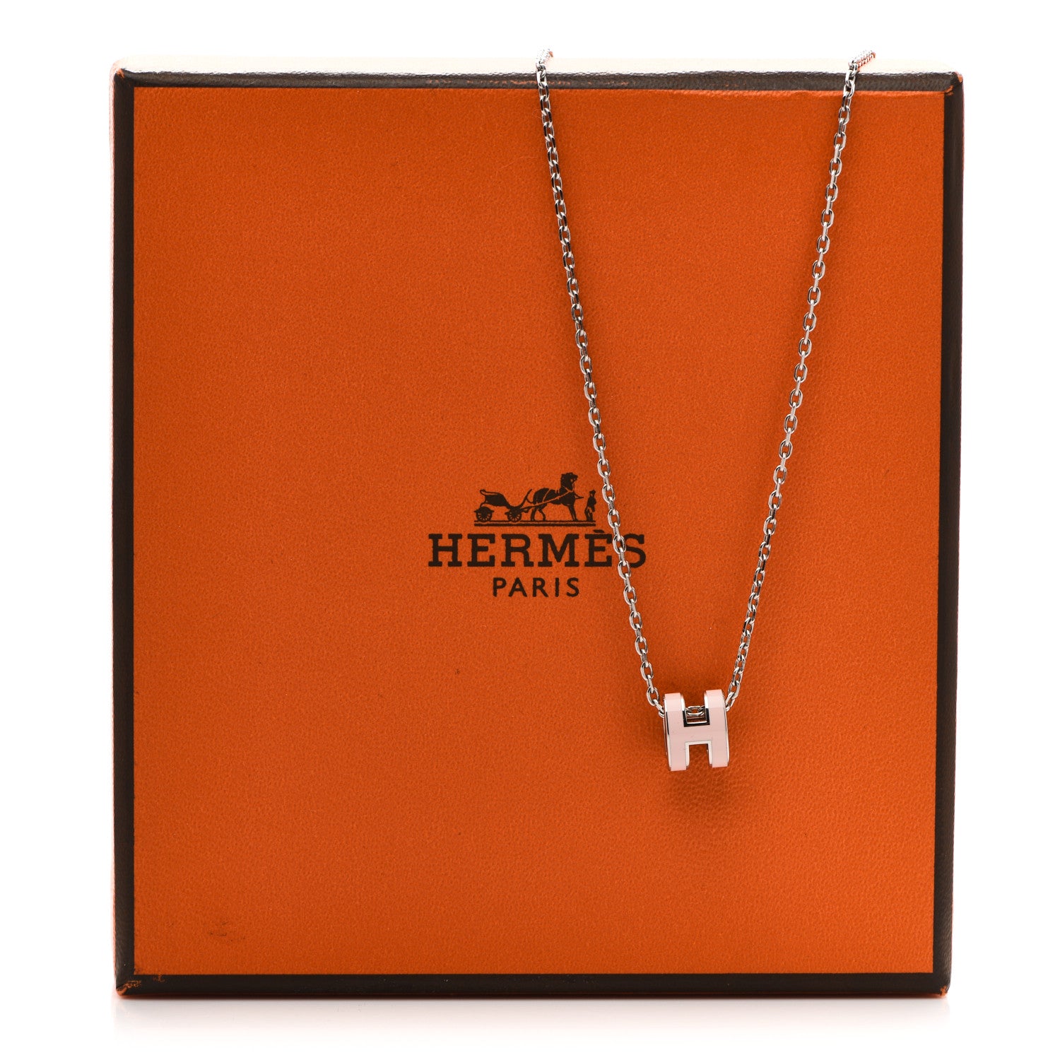 Hermes Palladium Mini Pop H Pendant Necklace Rose Dragee 5 of 5