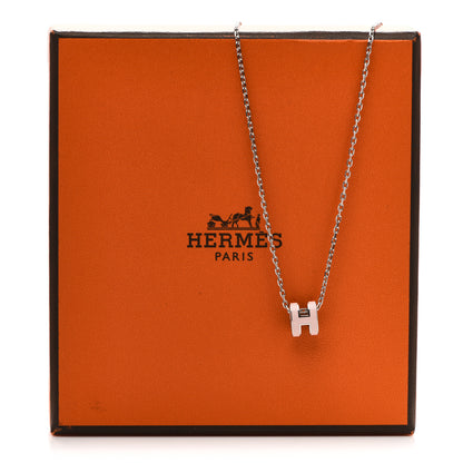 Hermes Palladium Mini Pop H Pendant Necklace Rose Dragee 5 of 5