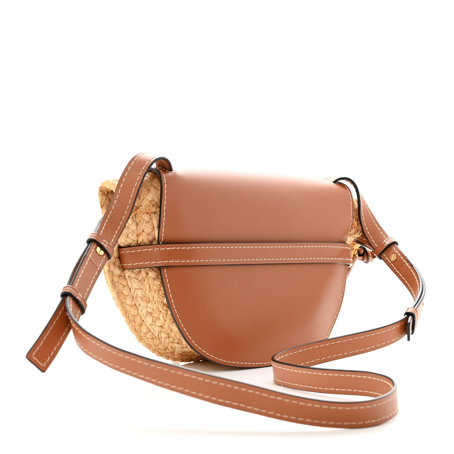 Loewe Calfskin Raffia Small Gate Crossbody Bag Natural Tan 3 of 11