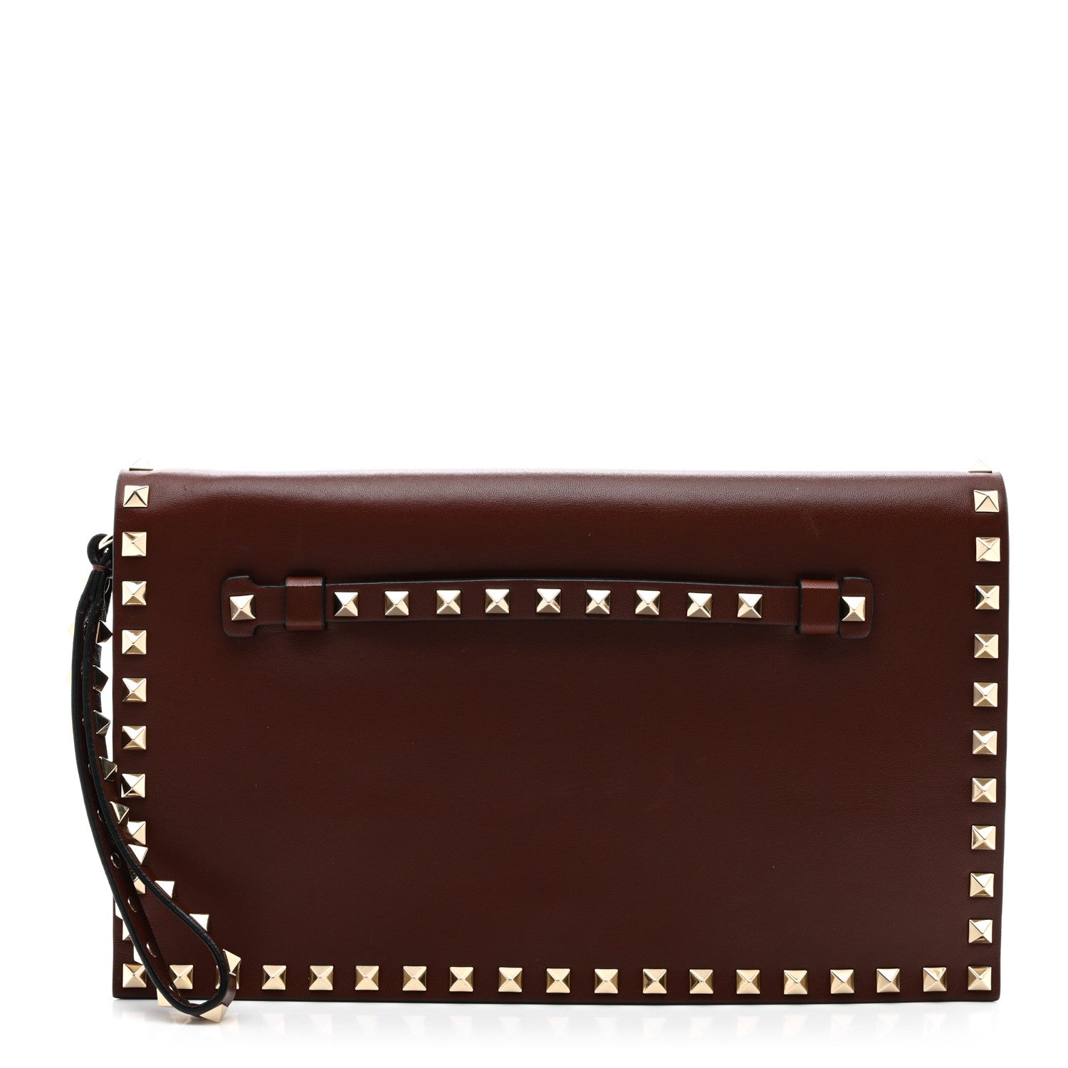 Valentino Garavani Nappa Rockstud Wristlet Clutch Brown 1 of 7