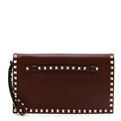 Valentino Garavani Nappa Rockstud Wristlet Clutch Brown 1 of 7