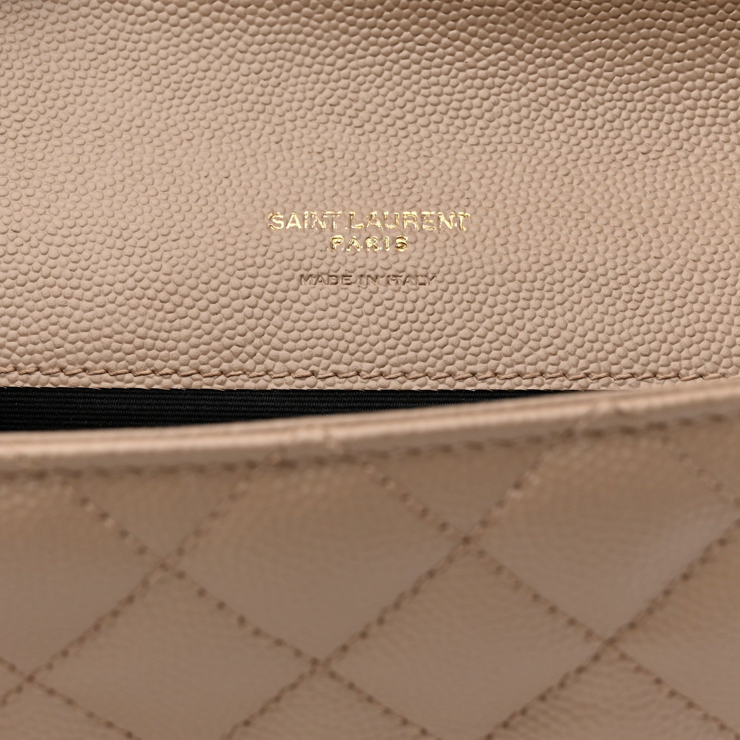 Saint Laurent Grain De Poudre Textured Mixed Matelasse Triquilt Monogram Clutch Dark Beige 6 of 7
