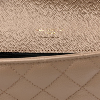 Saint Laurent Grain De Poudre Textured Mixed Matelasse Triquilt Monogram Clutch Dark Beige 6 of 7