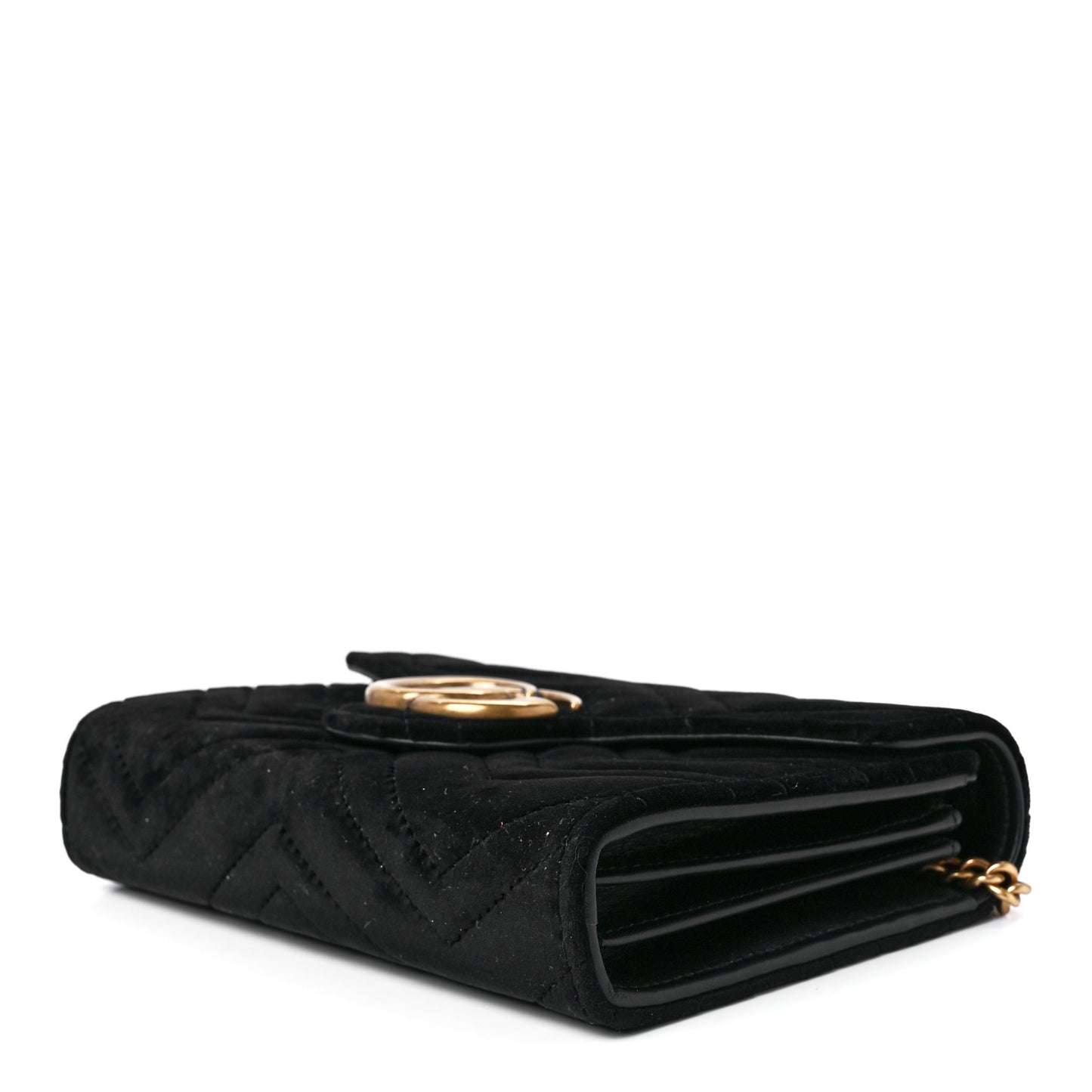 Velvet Matelasse GG Marmont Chain Wallet Black