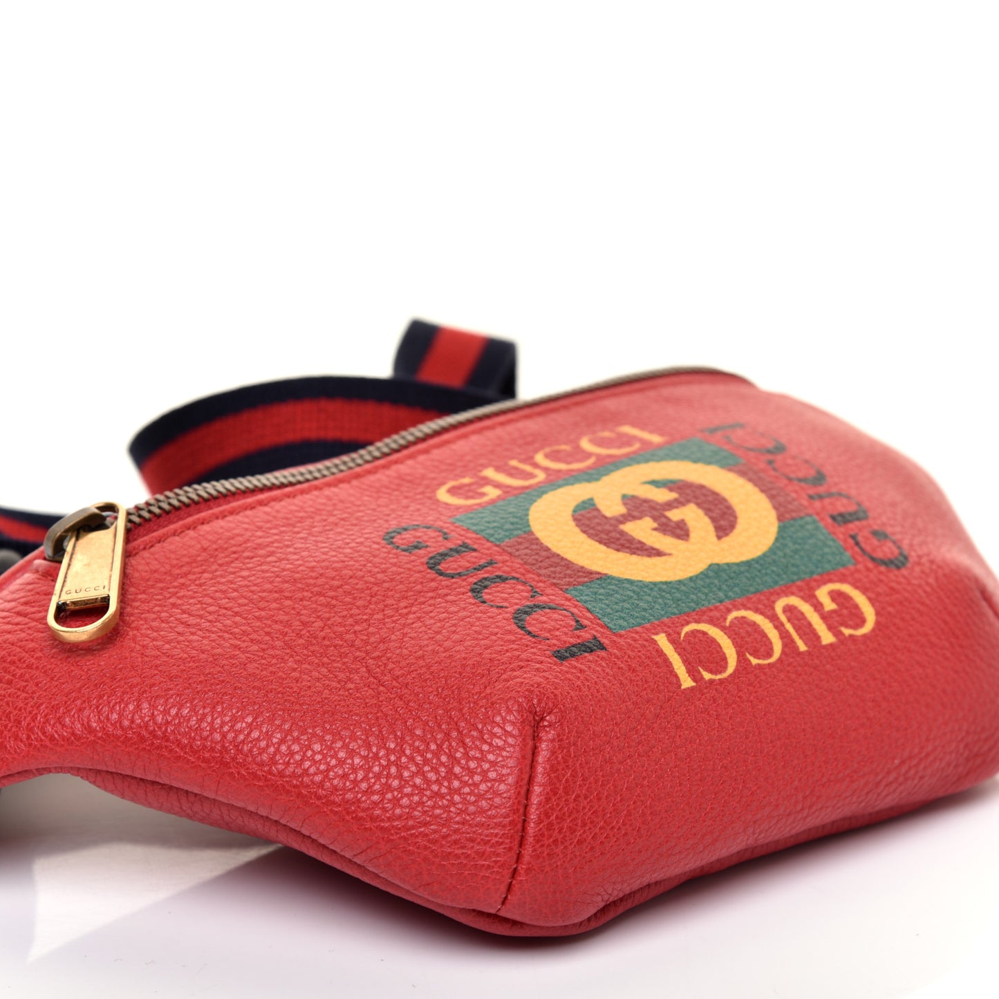 Grained Calfskin Small Logo Belt Bag Hibiscus Red