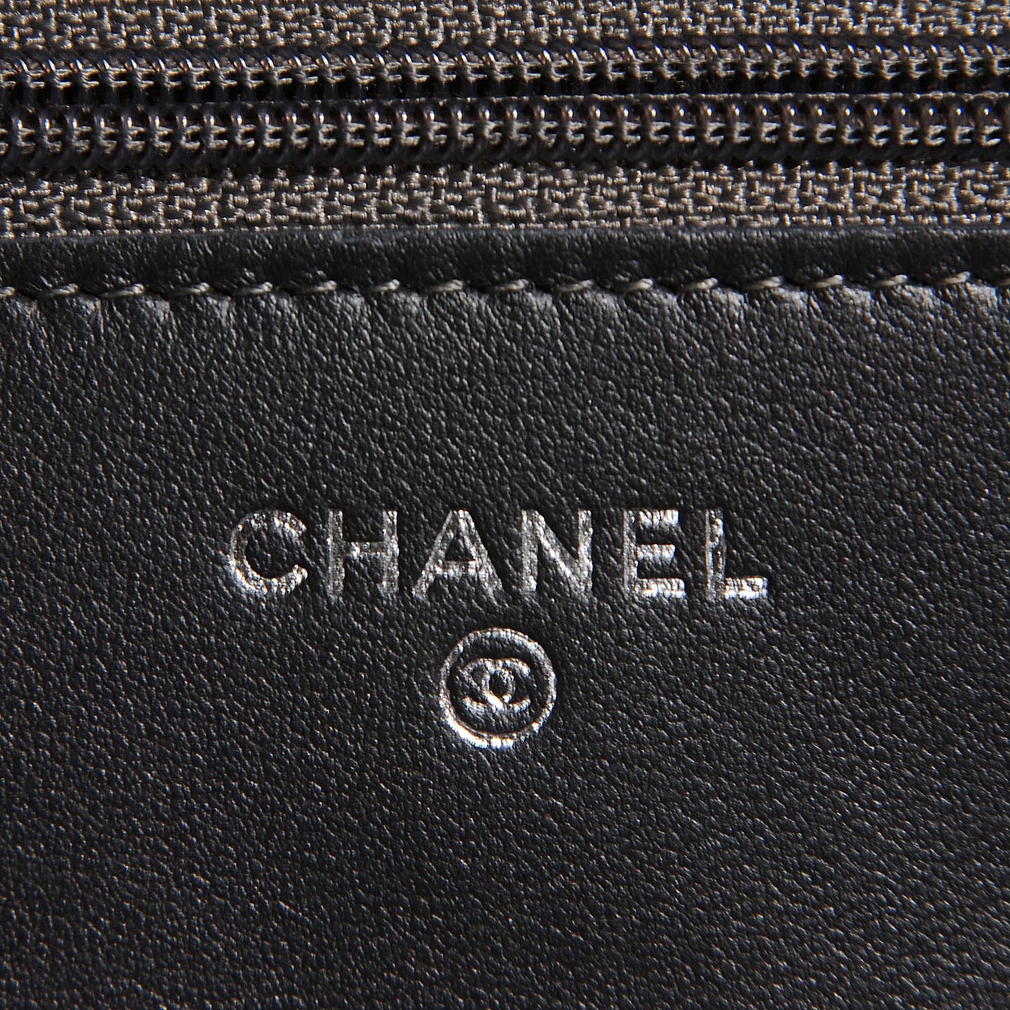 Lambskin Quilted Wallet On Chain WOC Dark Grey
