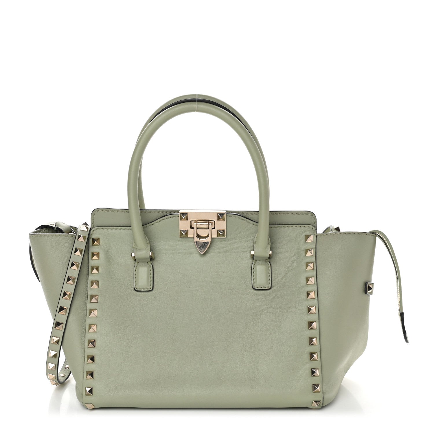 Valentino Garavani Vitello Small Rockstud Double Handle Tote Green Tea Sorbet 1 of 9