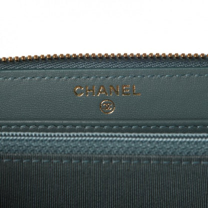 Chanel Lambskin Quilted Large Gusset Zip Around Wallet Blue 7 of 9