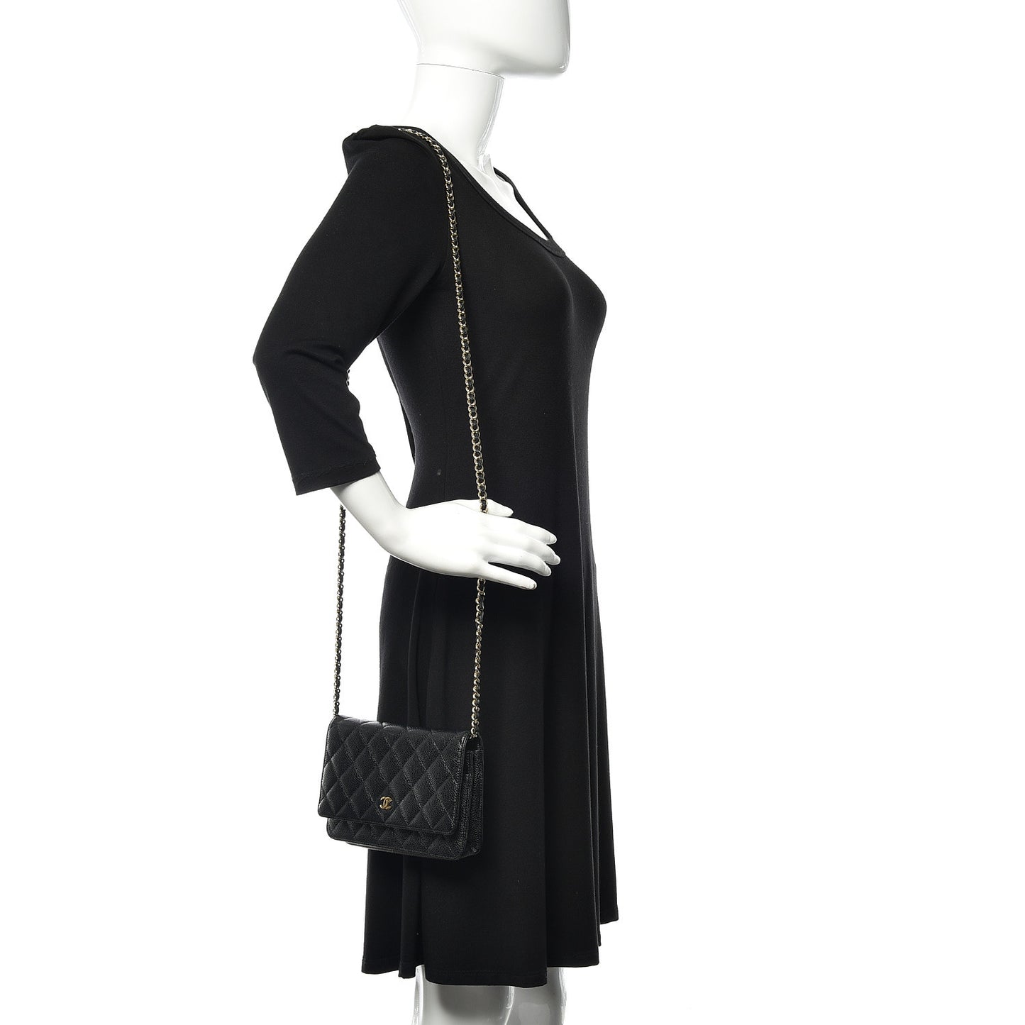 Caviar Quilted Wallet On Chain WOC Black