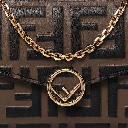 Fendi Vitello Soft F is Fendi Bi-Color FF 1974 Embossed Continental Envelope Wallet On Chain Maya Black 8 of 14