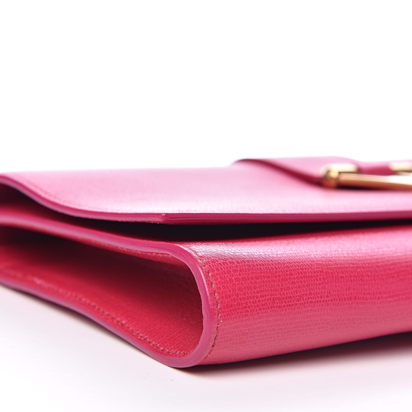 Textured Calfskin Y Ligne Clutch Fuchsia