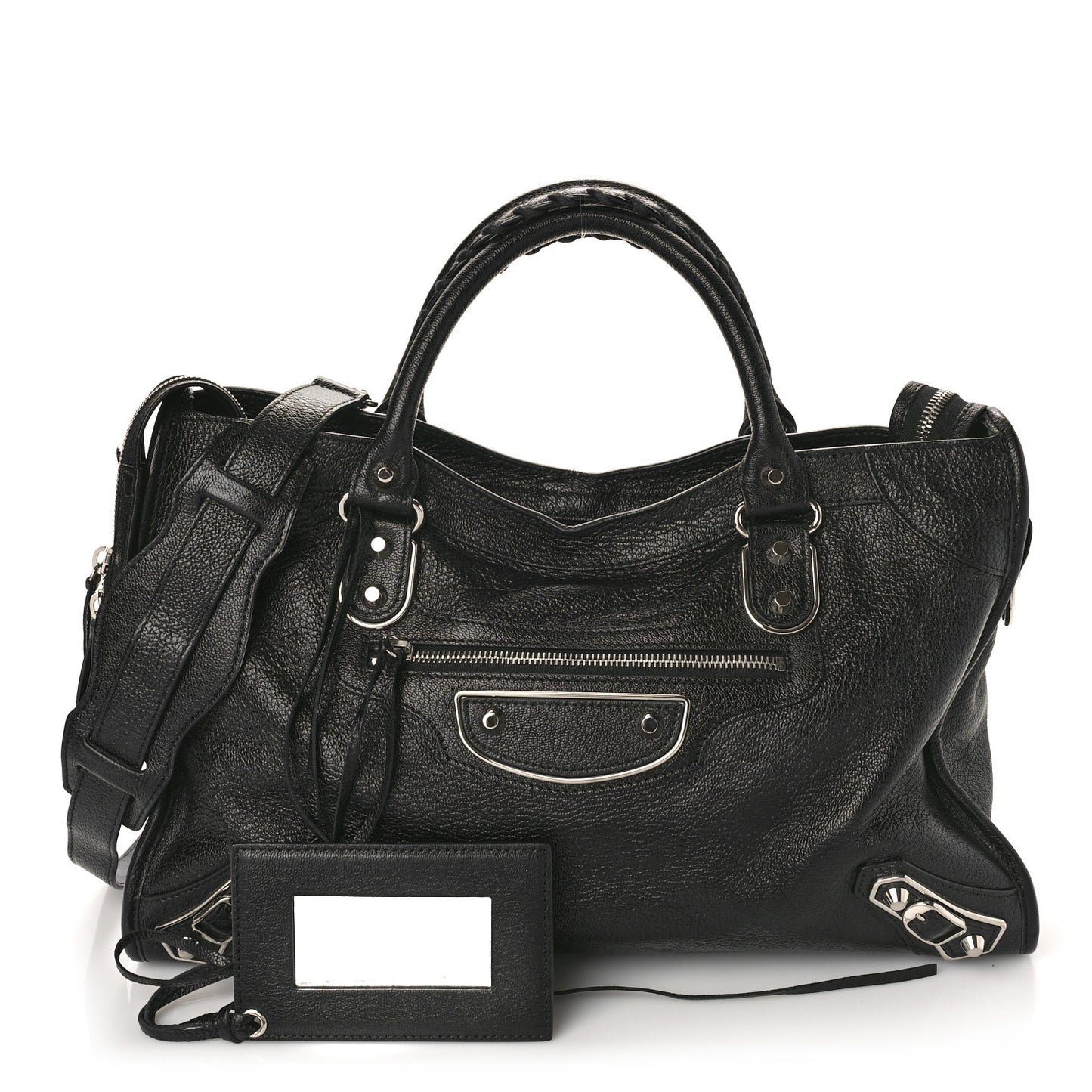 Chevre Silver Metallic Edge Hardware City Black