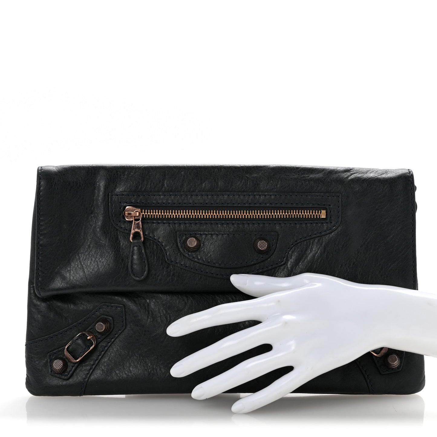 Agneau Giant 12 Rose Gold Hardware Envelope Clutch Anthracite