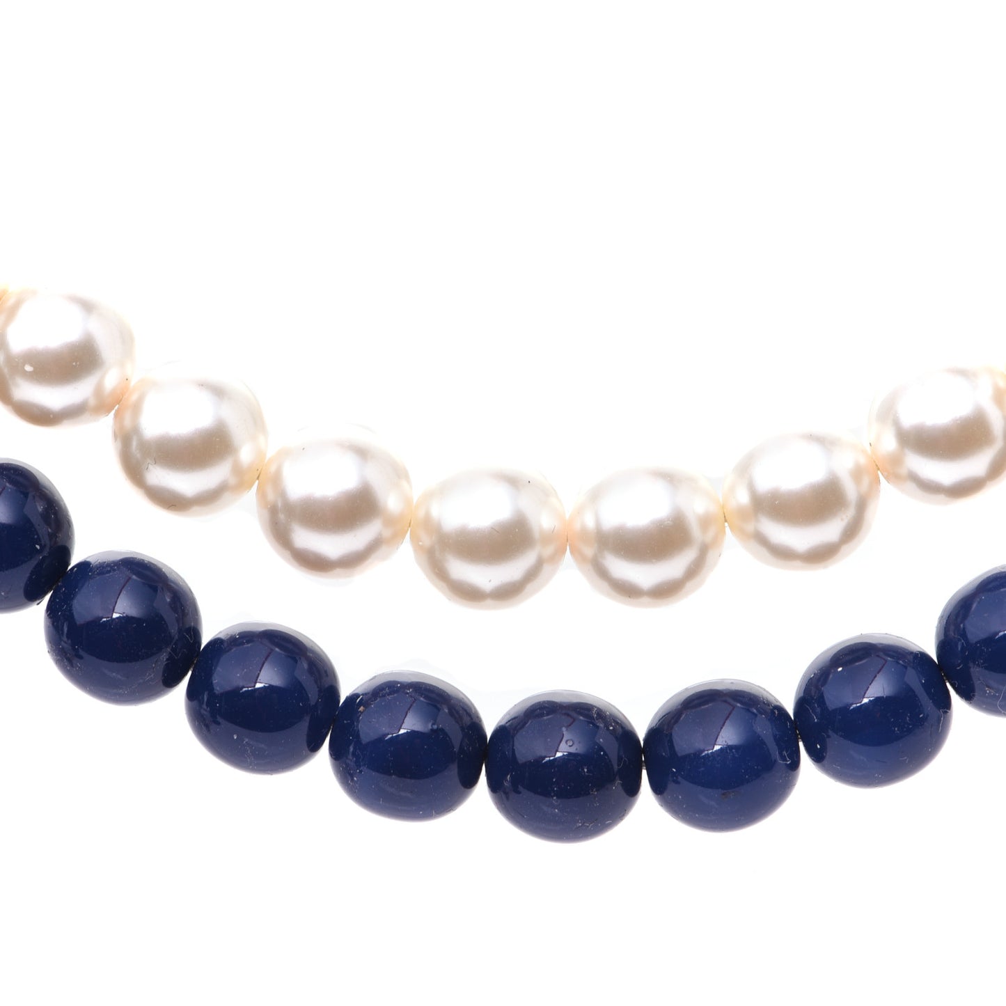 Pearl CC Long Necklace Pearly White Blue