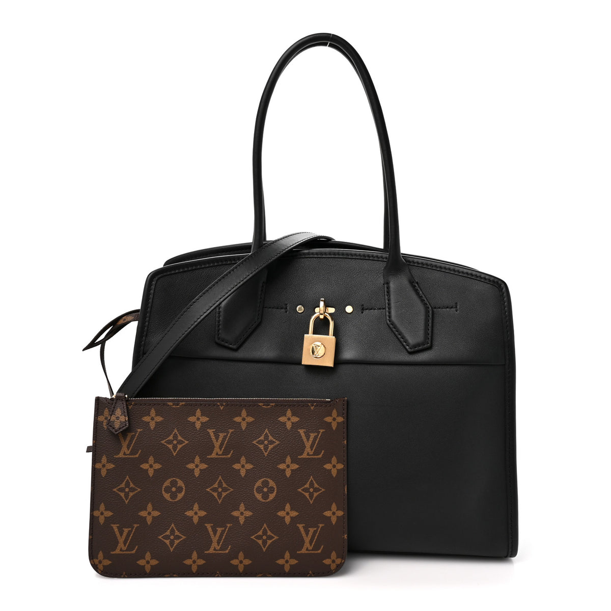 Louis Vuitton Calfskin City Steamer Soft MM Black 2 of 9