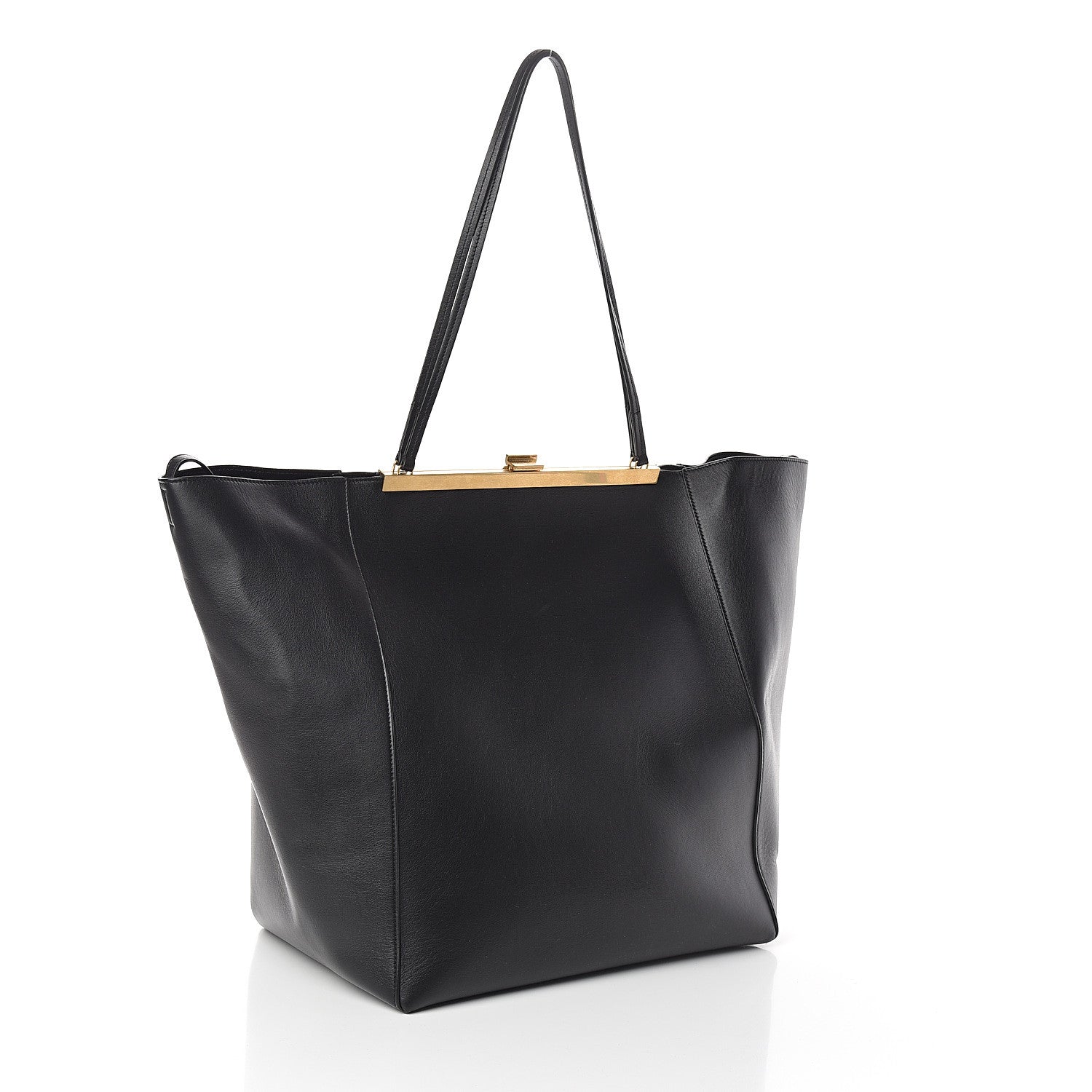 Celine Calfskin Large Clasp Cabas Black 2 of 8