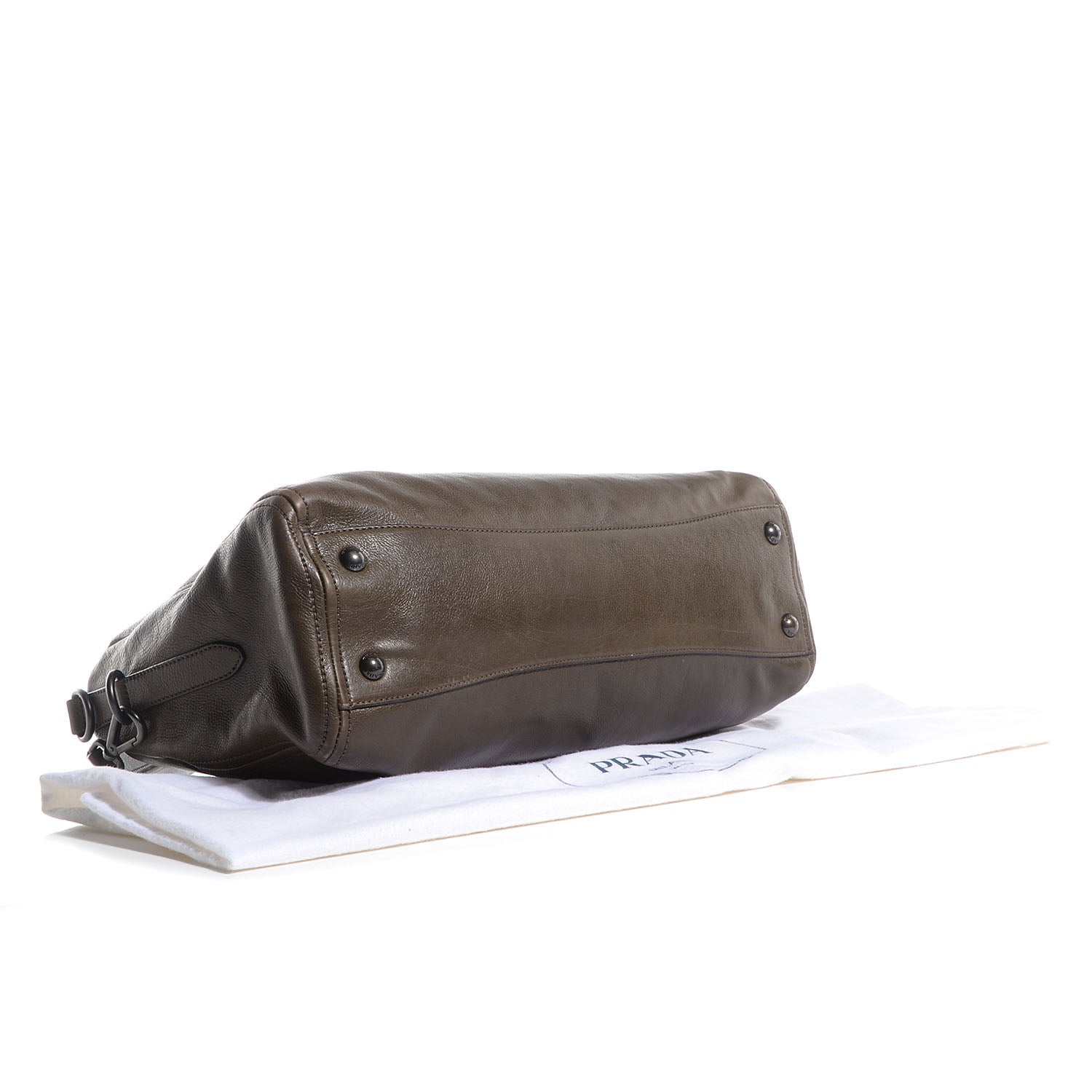 Prada Glace Calf Extra Wide Tote Militare 4 of 10